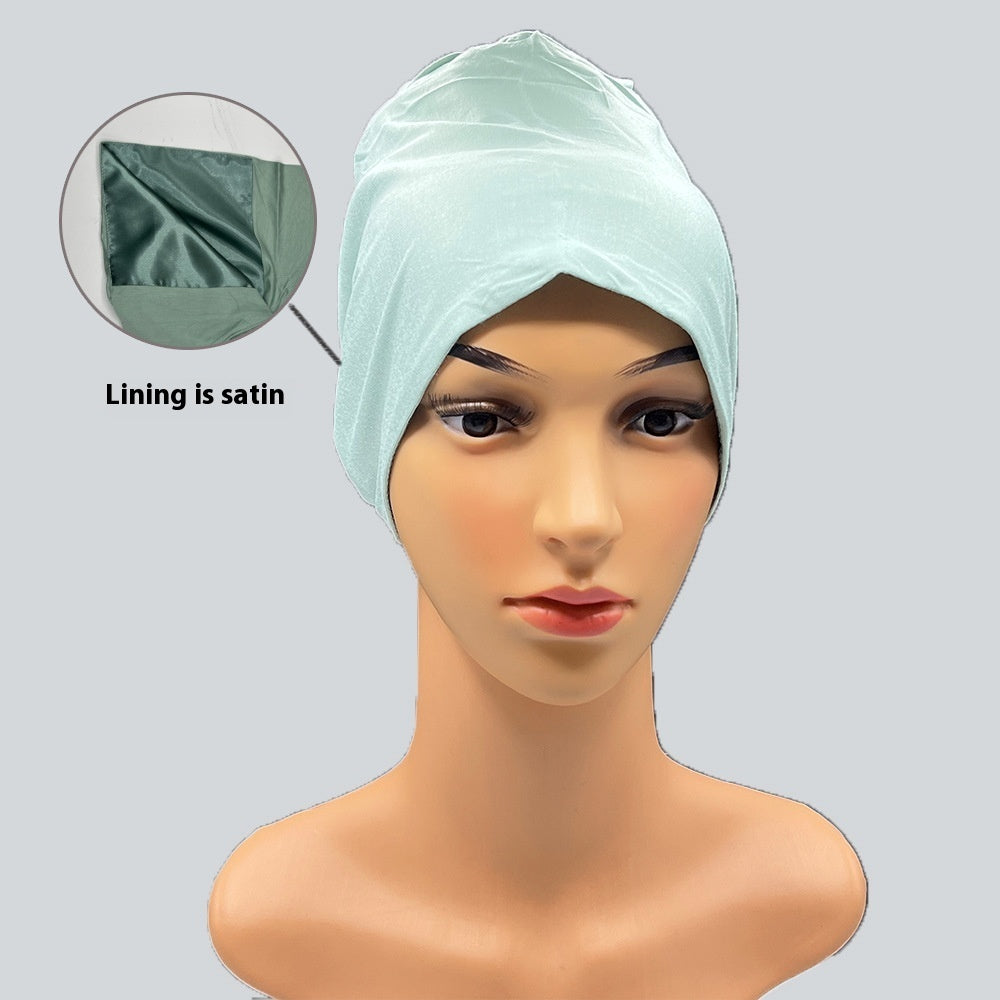 Satin Modal Mercerized Cotton Bottoming Hood Elastic Elastic Lace-up Adjustable Headscarf