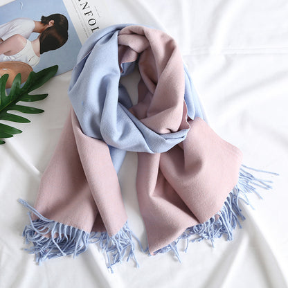 Cashmere-like Solid Color Scarf Double-sided Two-tone