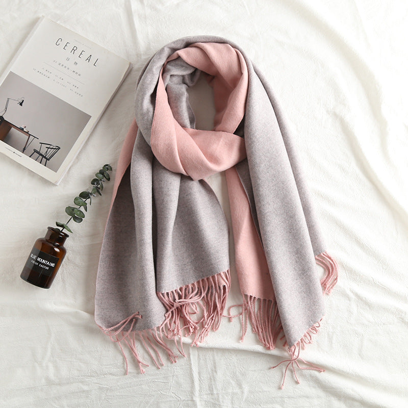 Cashmere-like Solid Color Scarf Double-sided Two-tone