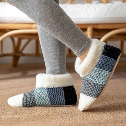 Women's Color-matching Knitted Plush Floor Socks Home Indoor Warm Non-slip Carpet Socks Winter Fashion