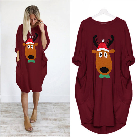 Christmas print sweater dress