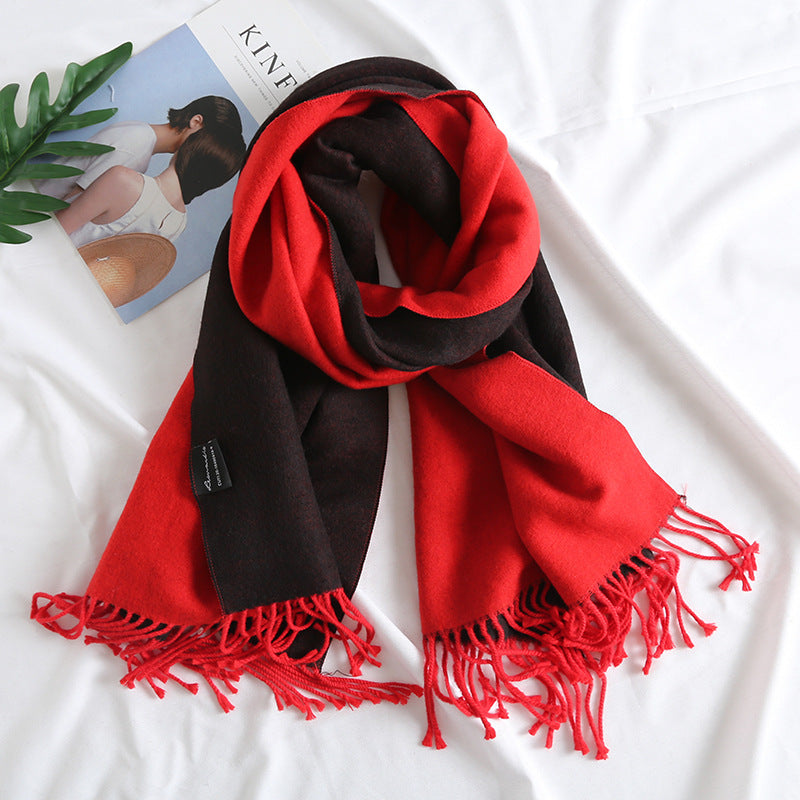 Cashmere-like Solid Color Scarf Double-sided Two-tone