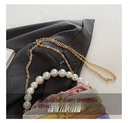 European And American Fashion One-shoulder Ins Women's Crossbody Classic Style Pearl Hand Dinner Bag