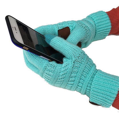 European And American Wool Knitted Turn-over Labeling Touch Screen Gloves