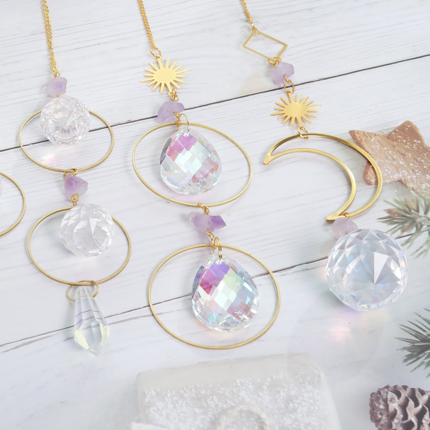 Purple Gravel DIY Crystal Hanging Piece Pendant Lighting