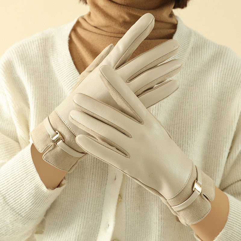 Warm-keeping And Cold-proof Plus Suede Velvet Gloves