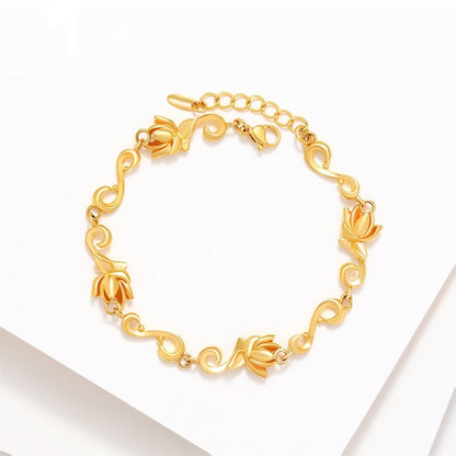 Alloy Plated Gloden Lotus Bracelet Girls High Sense Niche Retro