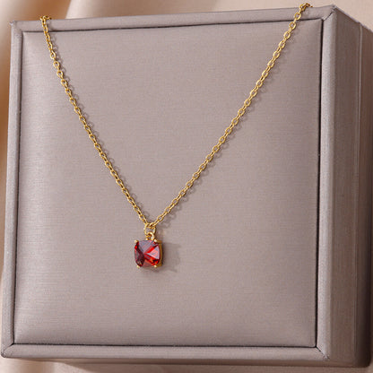 Simple Necklace Women's Niche Design Micro-inlaid Color