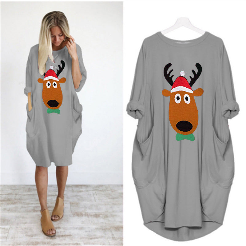 Christmas print sweater dress