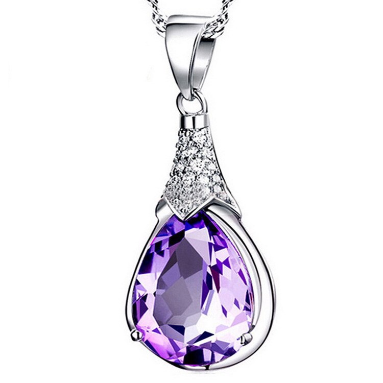 925 Sterling Silver Water Drop White Opal Pendant Necklace