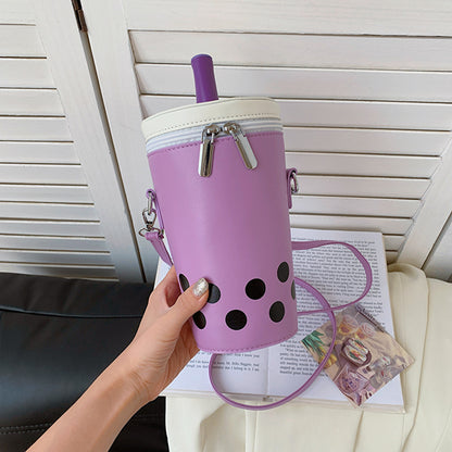 Milk Tea Personalized Small Bags Women's New Fashion Messenger Phone Bag Cute Girl Bucket Backpack