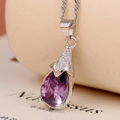 925 Sterling Silver Water Drop White Opal Pendant Necklace