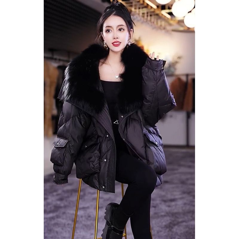 Black Fur Collar Cotton-padded Coat Warm-keeping Jacket