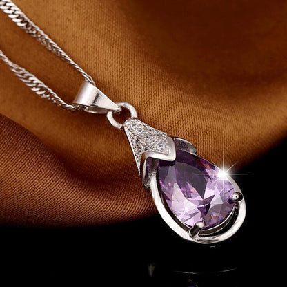 925 Sterling Silver Water Drop White Opal Pendant Necklace