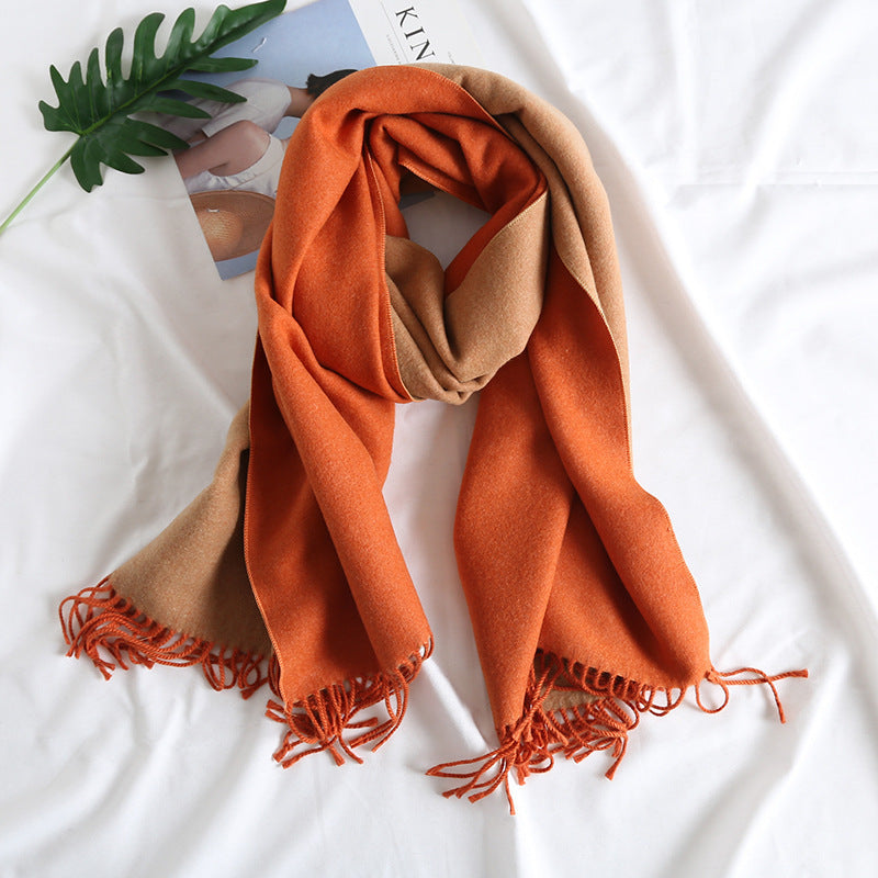 Cashmere-like Solid Color Scarf Double-sided Two-tone