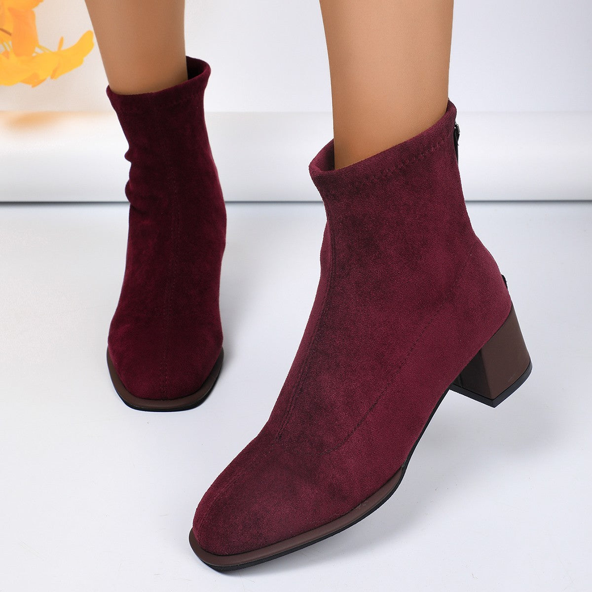 Round Head Chunky Heel New High Heel Boots Women