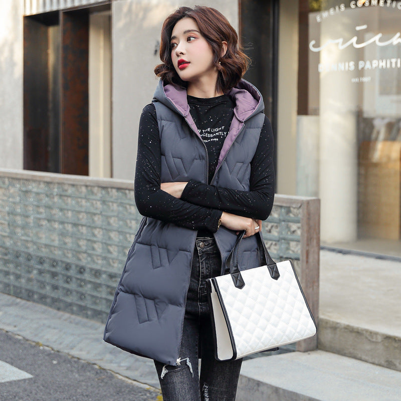 Women's Double-sided Hooded Down Jacket Coat