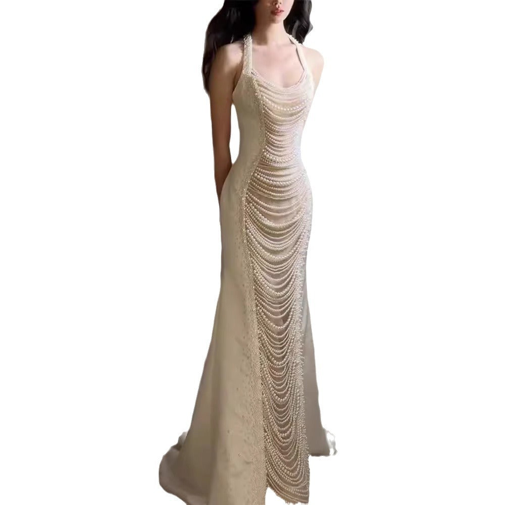 Heavy Industry Pearl Banquet Fishtail Evening Dress