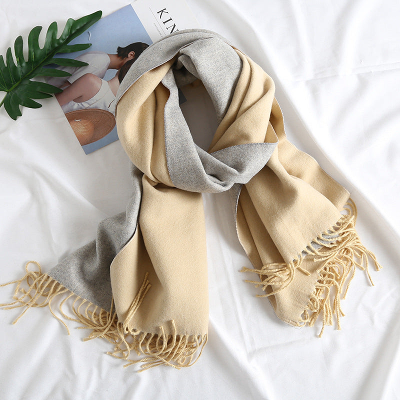 Cashmere-like Solid Color Scarf Double-sided Two-tone