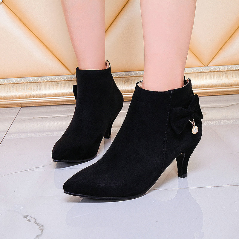 Pointed Toe Stiletto Martin Boots Women's Autumn And Winter