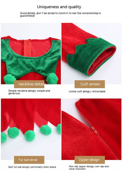 Christmas Children's Elf Dress Suit Costume