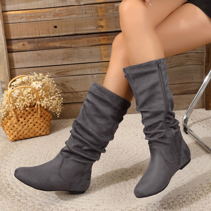 Winter Warm Round Toe Side Zipper Women's Middle Boots