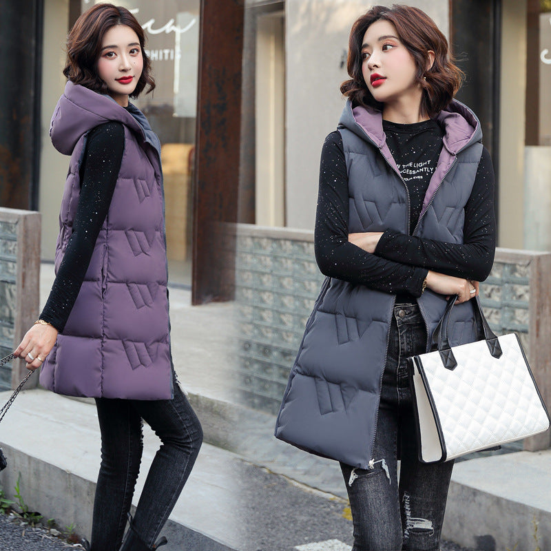 Women's Double-sided Hooded Down Jacket Coat