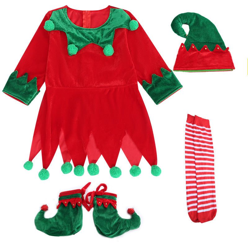 Christmas Children's Elf Dress Suit Costume