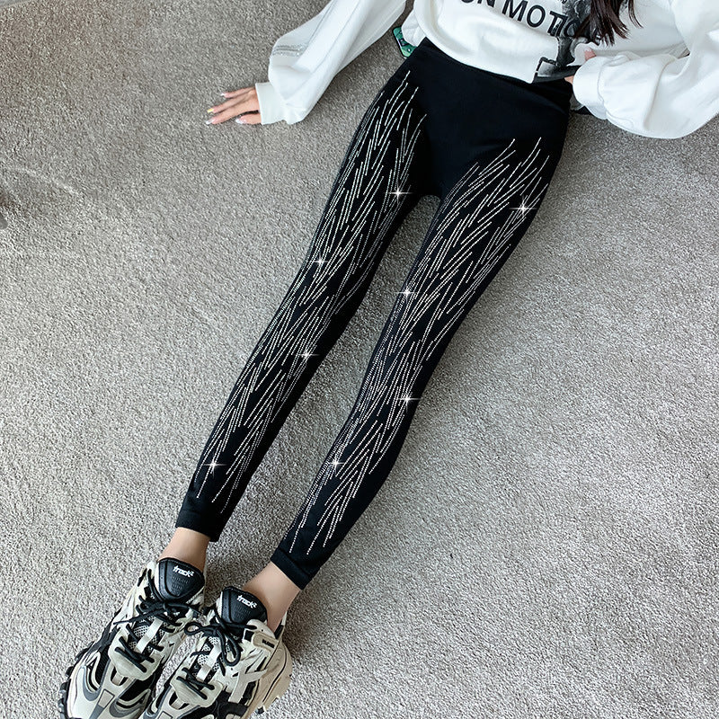 Shiny Rhinestone Leggings For Women