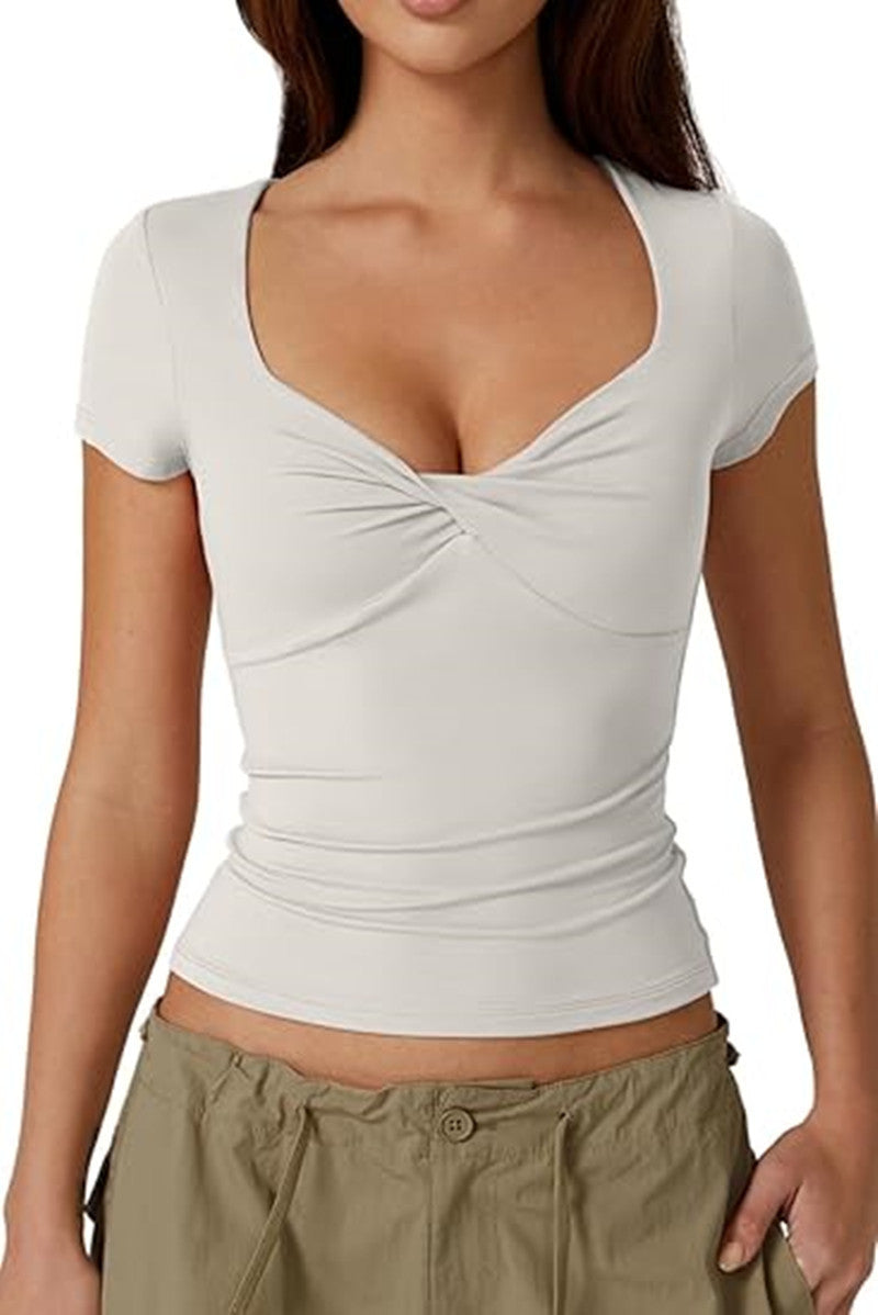 Women's Slim Fit Twisted T-shirt Short Sleeved