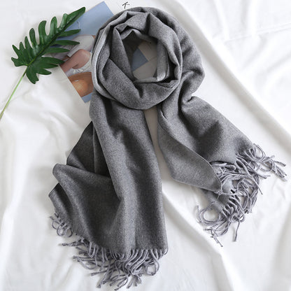 Cashmere-like Solid Color Scarf Double-sided Two-tone