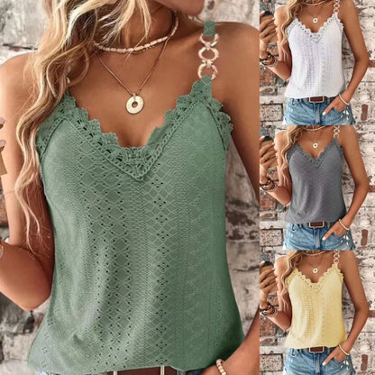 Solid Color Hollow Lace Lace Camisole T-shirt Vest