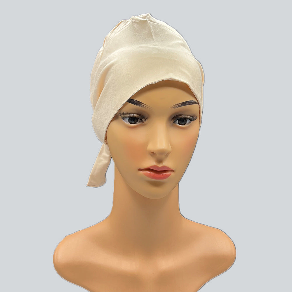 Satin Modal Mercerized Cotton Bottoming Hood Elastic Elastic Lace-up Adjustable Headscarf