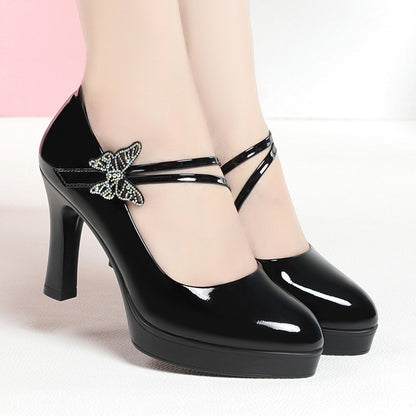 Women's Shoes Soft Leather Soft Bottom High Heels Fashionable And Elegant