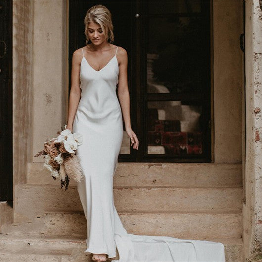 Little White Evening Gown With Train Brigade Shot Long Dress