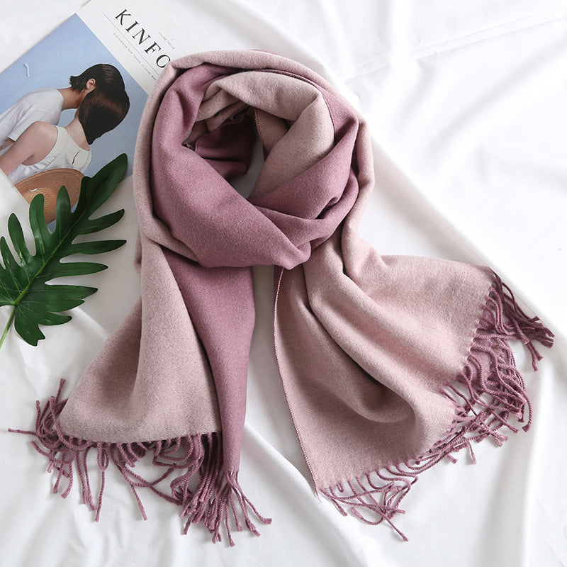 Cashmere-like Solid Color Scarf Double-sided Two-tone