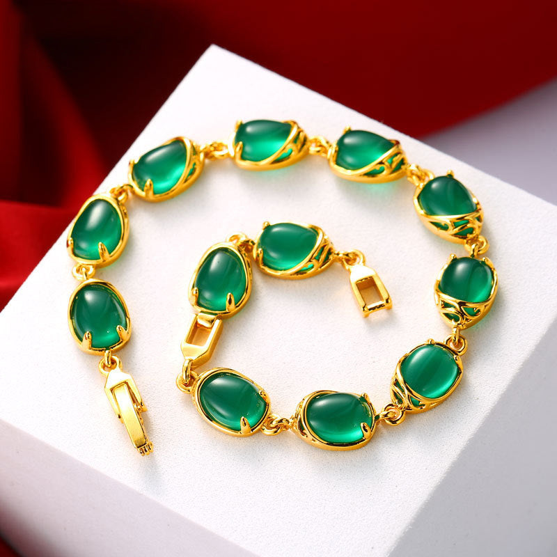 Emerald Malay Jade Elegance Retro Bracelet