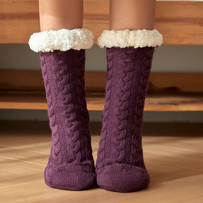 Winter Warm Knitted Plush Floor Socks Home Indoor Non-slip Carpet Socks For Men And Women