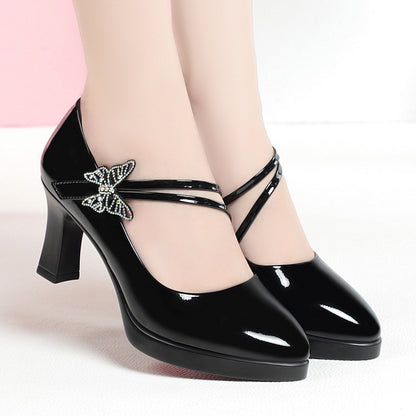 Women's Shoes Soft Leather Soft Bottom High Heels Fashionable And Elegant