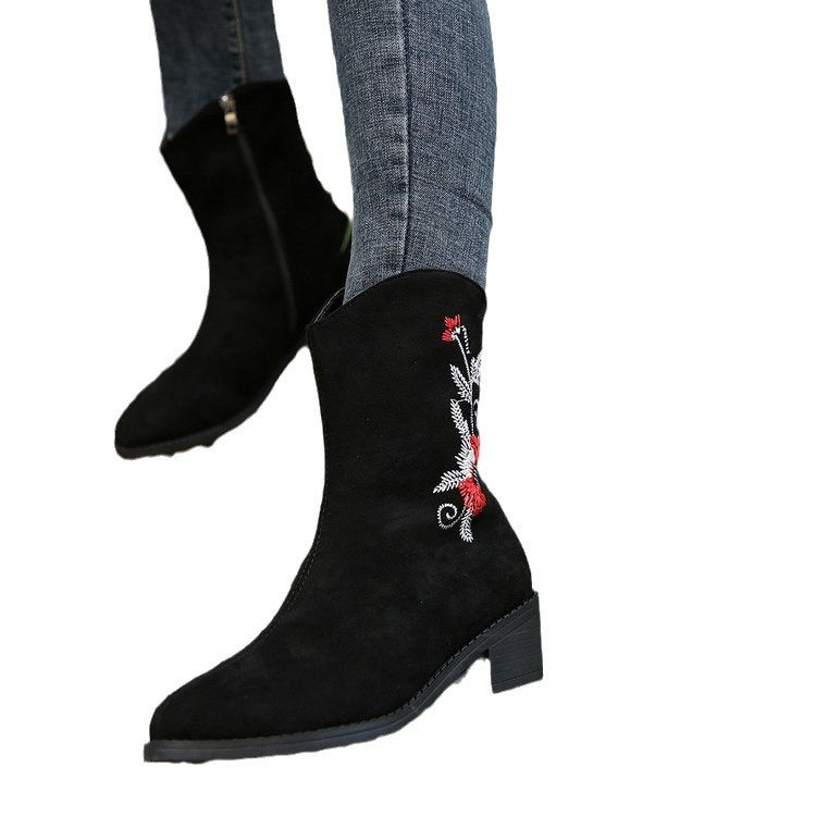 New Mid-calf Embroidered Women's Boots