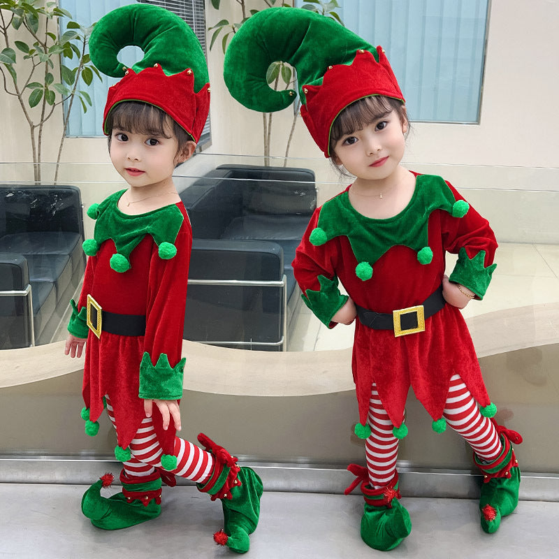 Christmas Children's Elf Dress Suit Costume