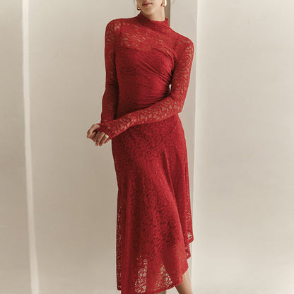 Lace Long Sleeve Dress Plus Suspenders For Women