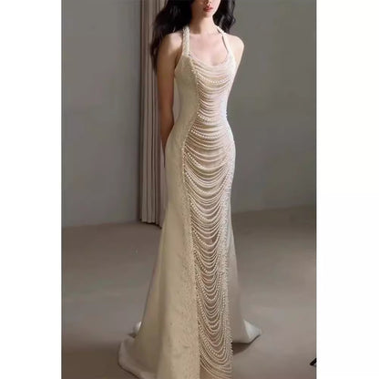 Heavy Industry Pearl Banquet Fishtail Evening Dress