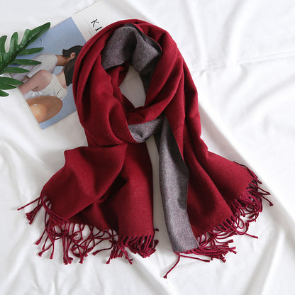 Cashmere-like Solid Color Scarf Double-sided Two-tone