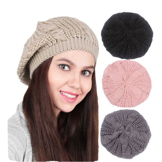 Winter Knitting Twisted Woolen Yarn All-matching Beret Warm Casual All-matching