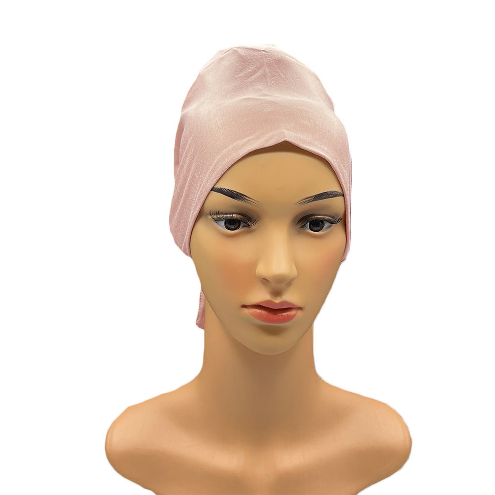 Satin Modal Mercerized Cotton Bottoming Hood Elastic Elastic Lace-up Adjustable Headscarf