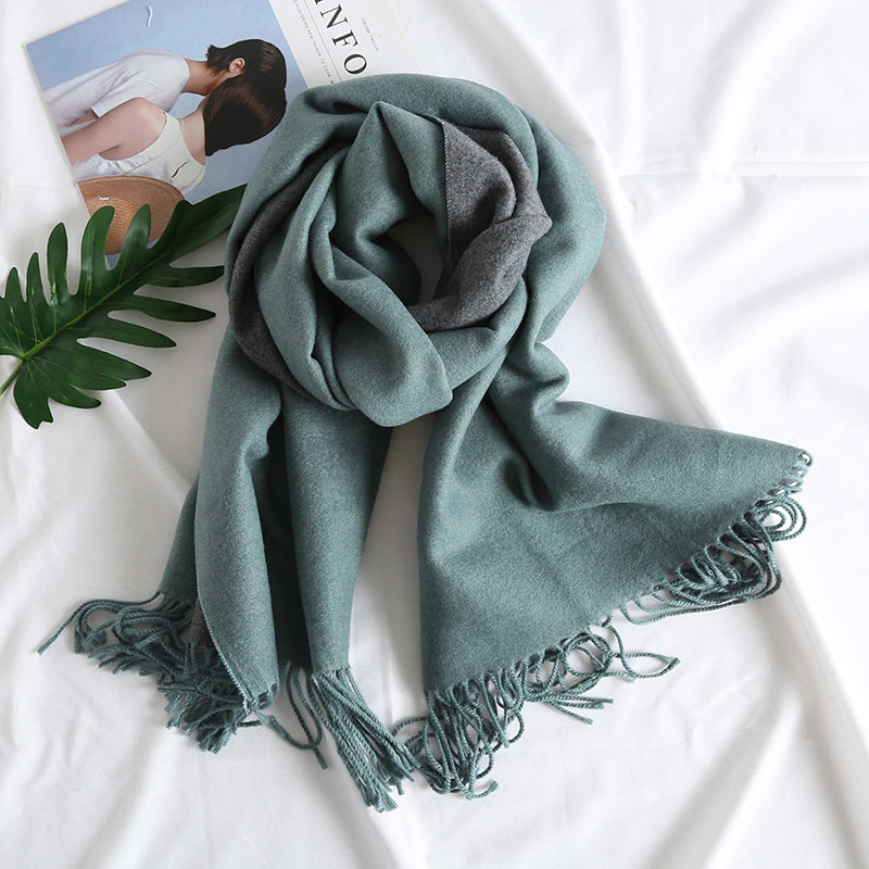 Cashmere-like Solid Color Scarf Double-sided Two-tone