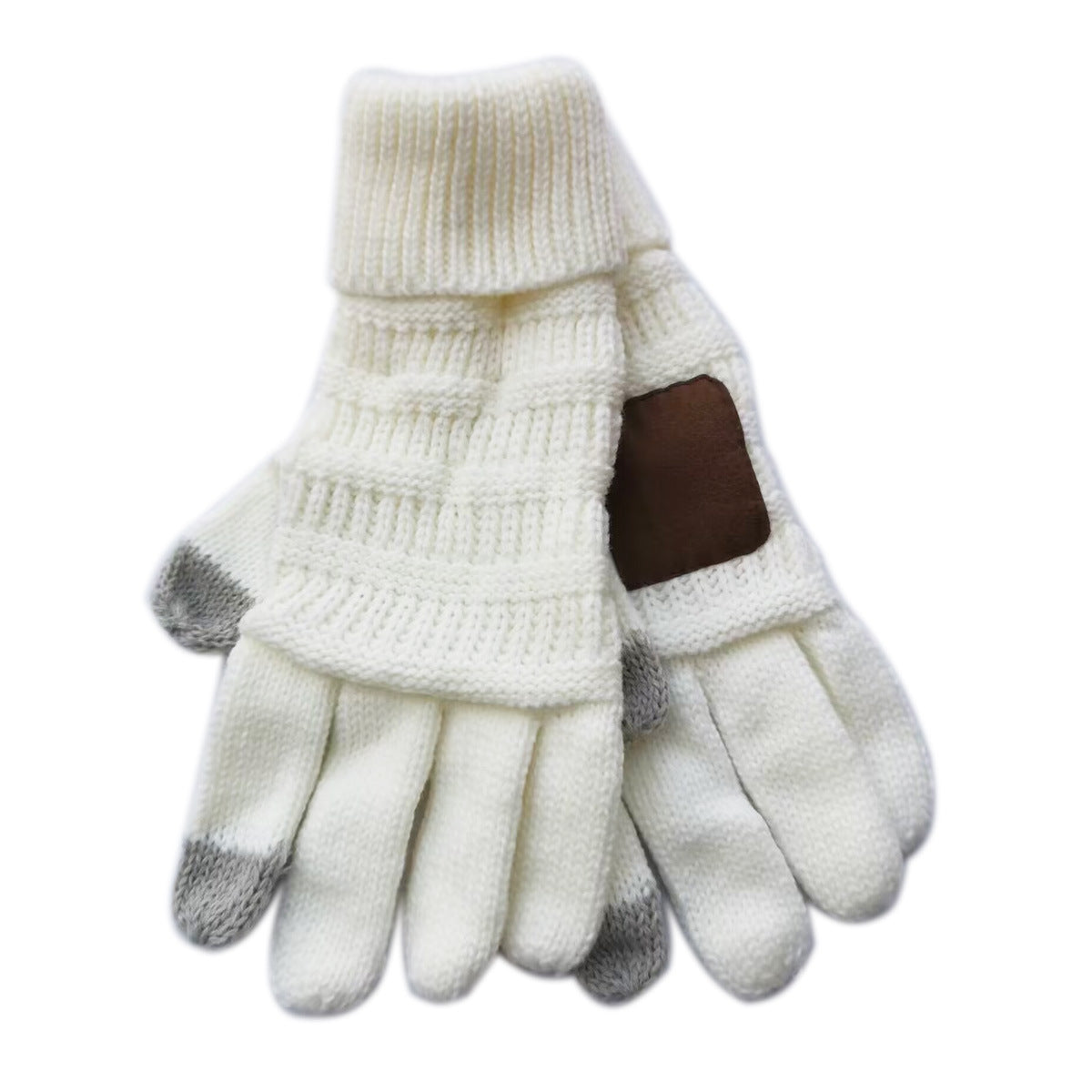 European And American Wool Knitted Turn-over Labeling Touch Screen Gloves