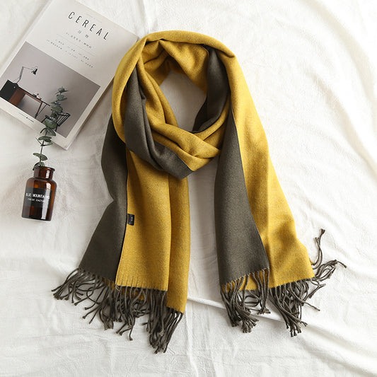 Cashmere-like Solid Color Scarf Double-sided Two-tone