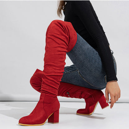 Women's Boots High-heeled Elastic Long Boots Over The Knee Boots